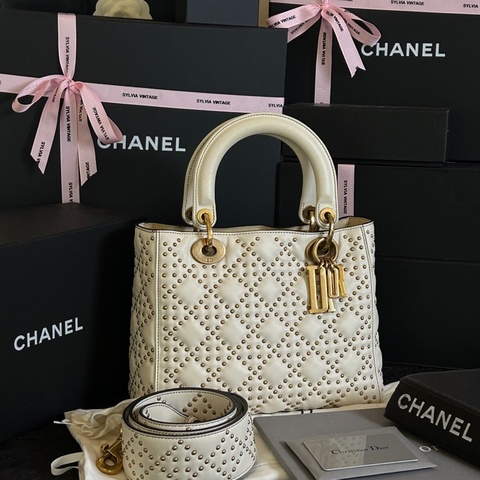 迪奥/Dior 白金铆钉五格戴妃 24cm×19cm