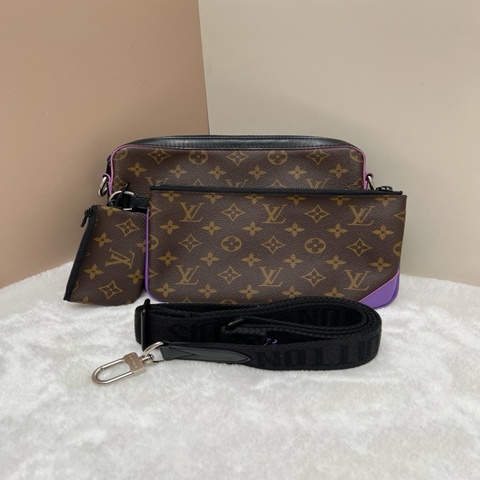 路易威登 Louis Vuitton TrioMessenger 系列三合一 男女同款 棕色拼紫色