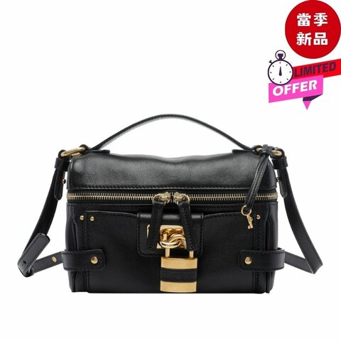 ⏰當季全新品 專櫃5萬9千5🌺Chloe Paddington Vanity 粒面水牛皮鎖頭包 黑色