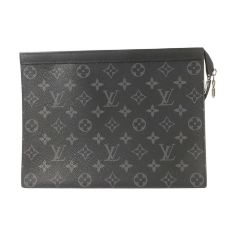 LOUIS VUITTON Monogram Eclipse Pochette Voyage MM銀扣手拿包
