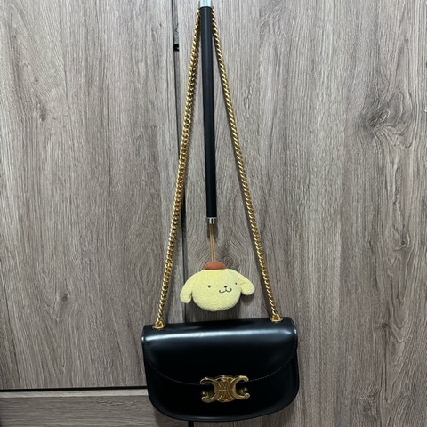 亮面小牛皮TEEN CHAIN BESACE TRIOMPHE手袋 黝黑色