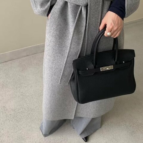 Hermes 黑銀Birkin30 Togo皮 30*22*16 98新配件塵袋 鑰匙*2 鎖 盒子