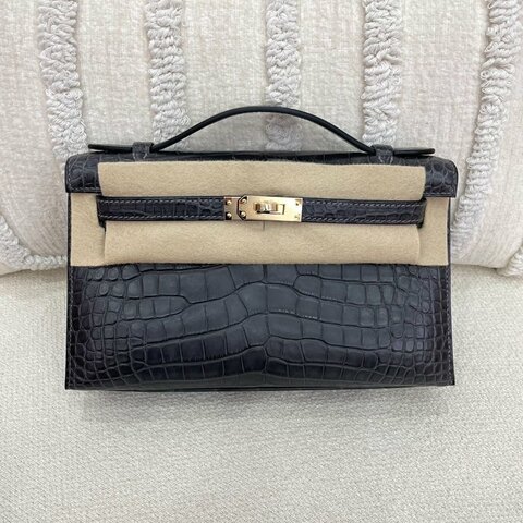 愛馬仕 Hermès Mini Kelly 一代 迷你凱莉 88石墨灰 方塊鱷魚皮 金扣 全新 K刻