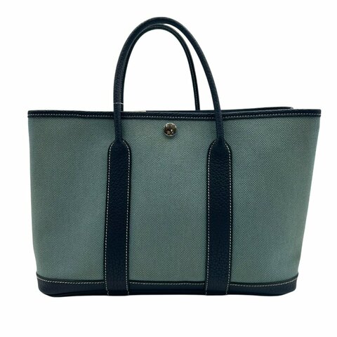 【美收精品】Hermès  拼接綠色Garden Party 30 □O刻 D-3 隔月月中將轉賣至日本 上架期限30天】