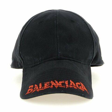 【Balenciaga 巴黎世家】Logo Cap 仿舊 棒球帽 鴨舌帽 帽子 黑色 紅色 A001UQ410B21000