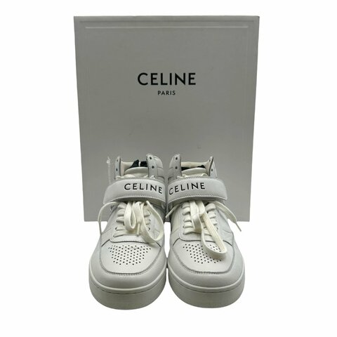 【美收精品】CELINE Trainer CT-02 白色皮革中筒運動鞋  D-11【隔月月中將轉賣至日本 上架期限30天】
