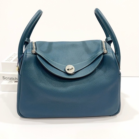 Hermes 愛馬仕 海峽綠內拼北方藍 銀扣 Lindy30 框R刻 無配件