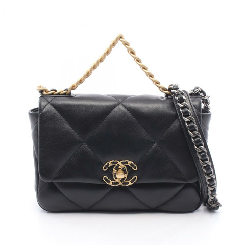 香奈兒 (CHANEL) 19 dix-neuf 19 Matelasse 單肩包 AS1160 黑色皮革 二手 女士