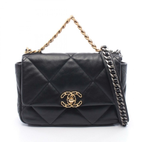 香奈兒 (CHANEL) 19 dix-neuf 19 Matelasse 單肩包 AS1160 黑色皮革 二手 女士
