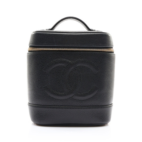 黑色 荔枝紋牛皮 Timeless Vanity Case 化妝包 手提包 無卡【CHANEL 香奈兒】 A01998