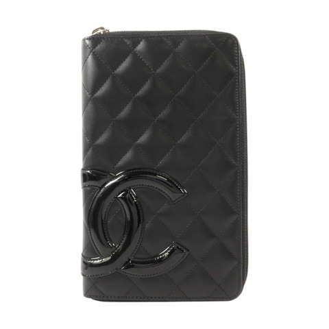 CHANEL 牛皮皮革Cambon Zipper Long Wallet銀扣長錢包