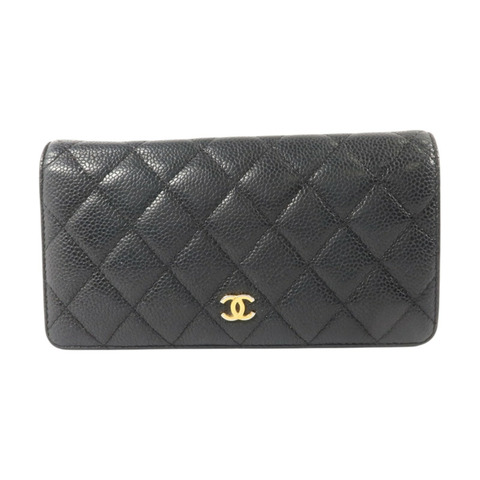CHANEL 牛皮皮革Classic Long Flap Wallet金扣長錢包