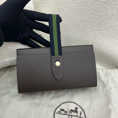 愛馬仕 Hermès Petit H Box Bag 手包 44摩卡棕／89黑色／6Q翡翠綠 Epsom皮／倒V鱷魚 銀扣 閒置新