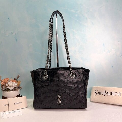 YSL NIKI小款油蠟皮革購物包