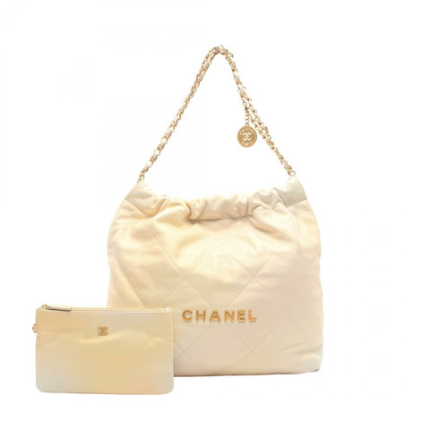 香奈兒 (CHANEL) Matelasse Chanel 22 大號單肩背包 AS3262 羊皮 米色 二手 金五金