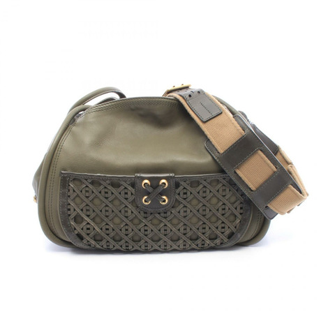 Dior Lattice Messenger 斜背單肩包，卡其色皮革，二手女款