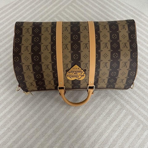 路易威登/Louis Vuitton 條紋拼色Keepall50 Nigo聯名手提包斜挎包