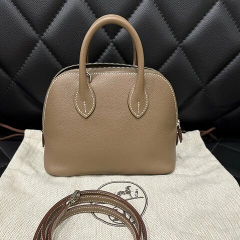 Hermes 愛馬仕 bolide mini 大象灰 手提包斜挎包 銀扣