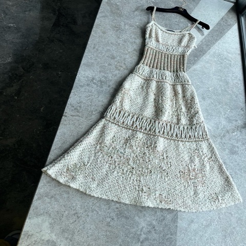 Chanel 17c古巴系列编织吊带长裙fr36~~