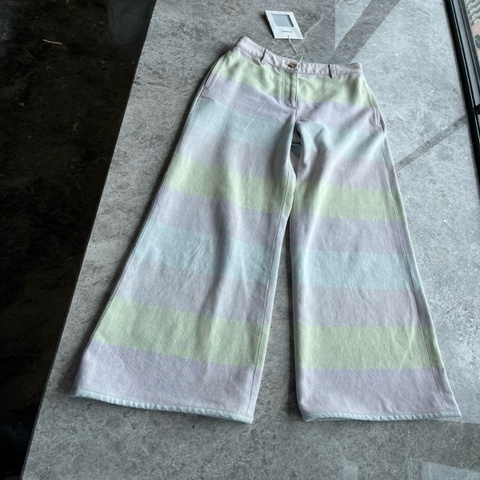 Chanel 24S马卡龙色条纹牛仔裤fr36~~