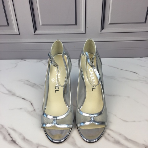 95新 36碼chanel香奈兒銀色網紗涼鞋復古女士高跟鞋vintage中古 古著專櫃正品復古優雅高跟鞋低跟鞋意大利制 復古撞色 不撞款 千金風御姐淑女風 跟高10.5cm