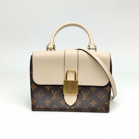 LV LockyBB鎖頭包米白色金扣老花肩背包