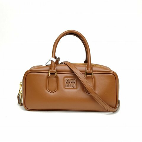 MIU MIU Arcadie大號27焦糖色牛皮革肩背包