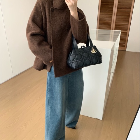 【閑置全新🥰大全套送禮✨】Dior Toujours小號黑金藤格紋手提包