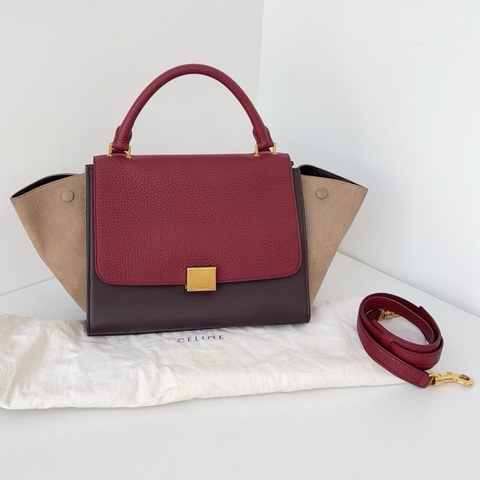 【近新閒置品】Celine 賽琳 trapeze 全皮拼麂皮鞦韆包手提斜背包