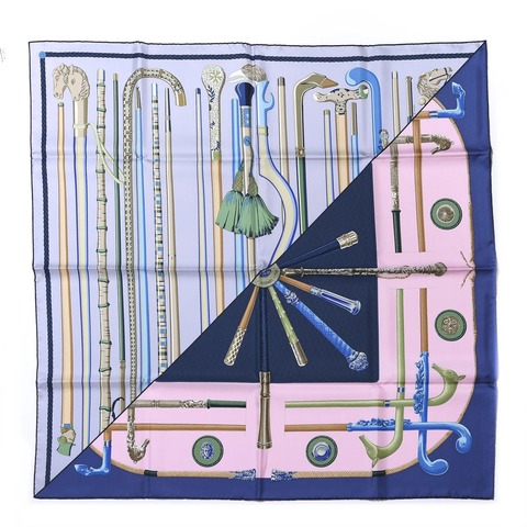 （近新🎁可送禮）Hermès 愛馬仕 Cannes et Cannes  90x90 真絲 單面捲邊絲巾 方巾