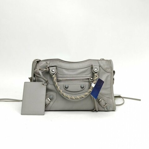 BALENCIAGA CLASSIC屬機車包Mini灰色羊皮革肩背包