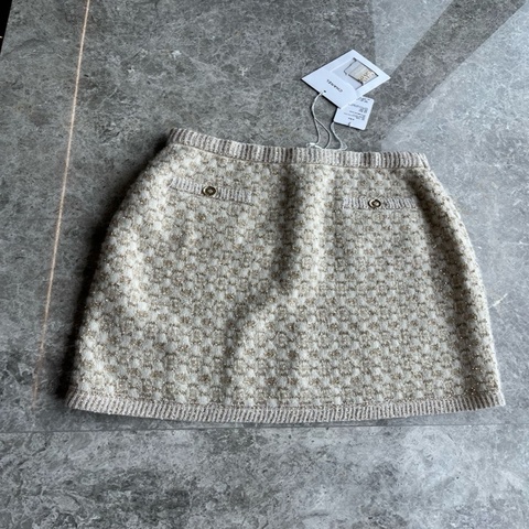 Chanel23B白金针织半裙fr40~~