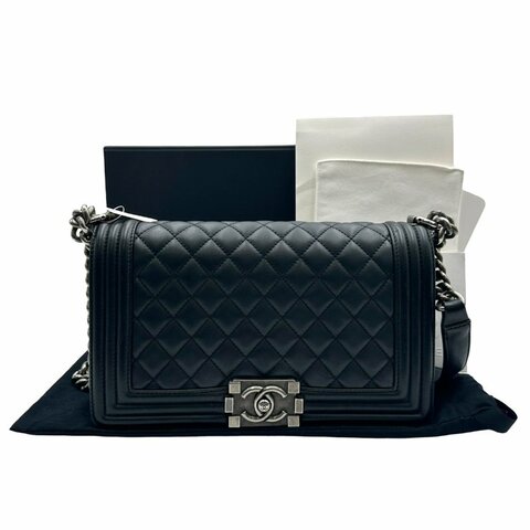 【美收精品】CHANEL 黑色BOY 25 口蓋包 D-10【隔月月中將轉賣至日本 上架期限30天】