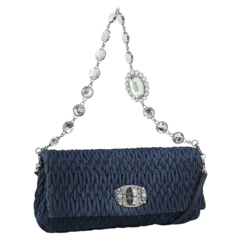 Miu Miu 牛仔單肩包 2way Blue Silver Auth ka5347V