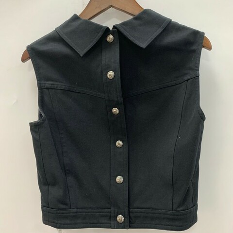 Chanel 97年黑色单宁银扣马甲上衣外套