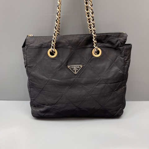 【震撼撿漏😍全網最低價✨】Prada/普拉達 97新 黑色尼龍鏈條單肩包