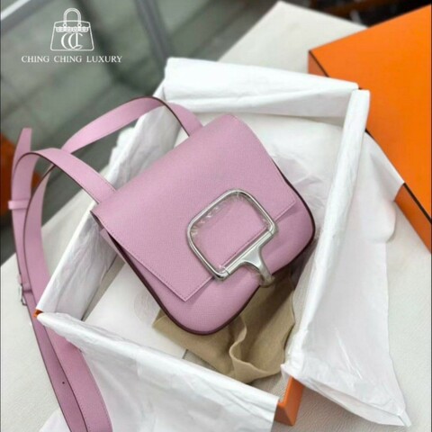 🌈Hermes💓Della💓X9錦葵紫銀扣💓全新有盒🌟Epsom皮🌟原貼膜在🌟dellamini🌟minidella🌟della🌟愛馬仕🌟