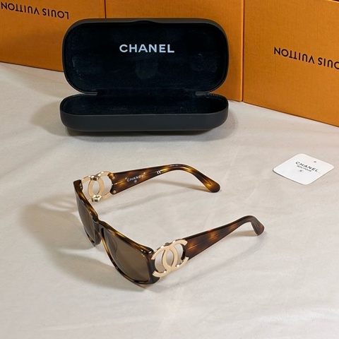 ‼️超級好看 限時秒殺 Chanel 香奈兒 琥珀金 大雙C大logo 太陽眼睛 墨鏡🕶️