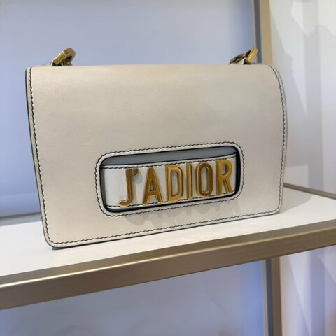 Dior J'Adior 白色光滑小牛皮金扣鏈帶包