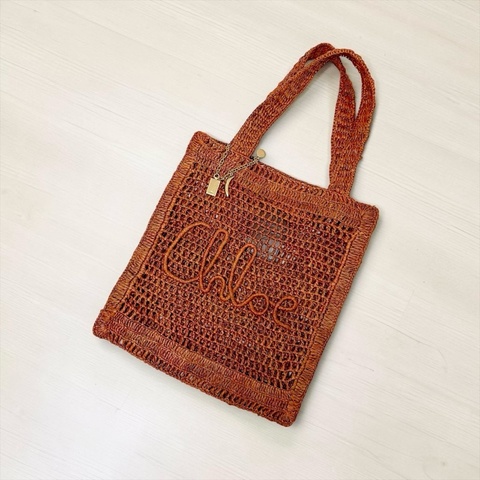 莉亞精品♡ Chloe 編織提袋 棕 二手美包