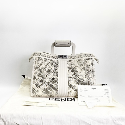 白色FENDI woven plastic 手提包 7VA593