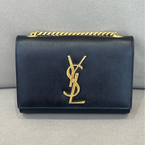 聖羅蘭 YSL 黑金Kate顆粒牛皮手拿包/單肩包 斜挎包低長17 ×12×4