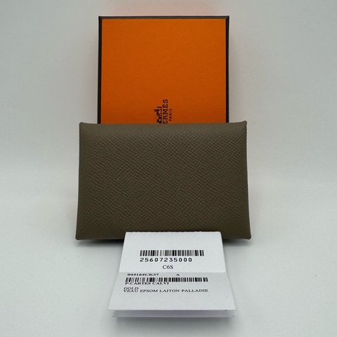 Hermes 愛馬仕 Calvi 卡包 大象灰 Epsom皮