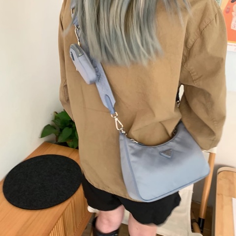普拉達/Prada  霧霾藍 三合一 hobo