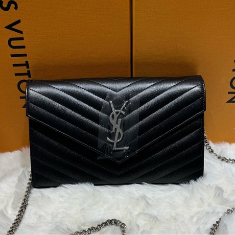 YSL聖羅蘭信封中號黑銀 21編碼