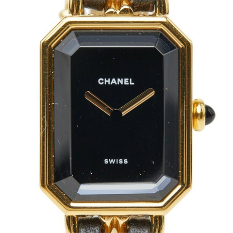 香奈兒 Première M 腕錶 H0001 石英錶 黑色錶盤 鍍金皮革 女士 CHANEL