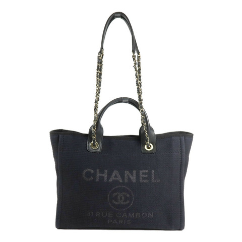 CHANEL 帆布Deauville Tote手挽肩背兩用袋
