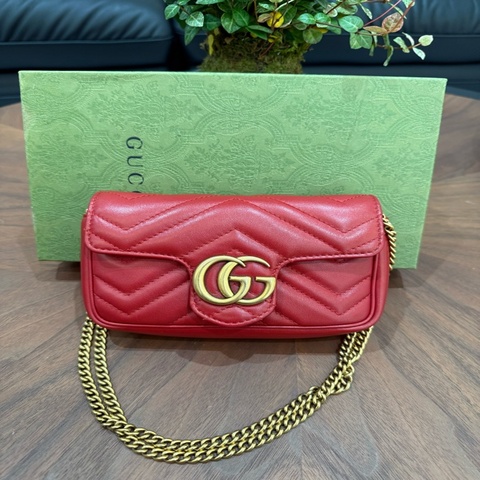 GUCCI GG 紅金Marmont mini 99新