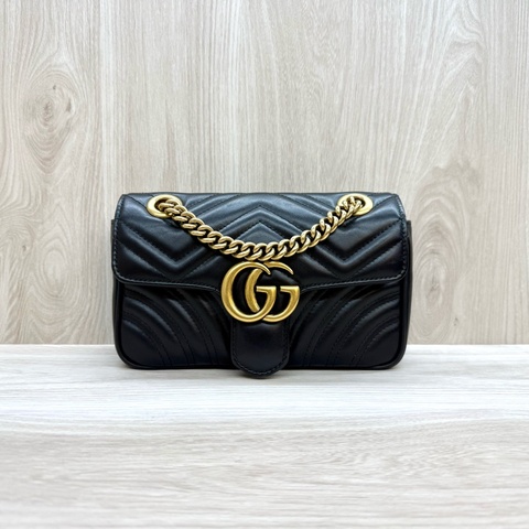 GUCCI🖤黑牛皮Marmont斜背包446744