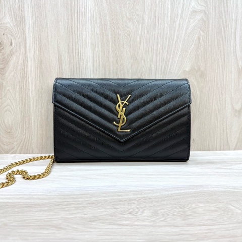 YSL🖤黑金荔紋WOC鏈條包 377828